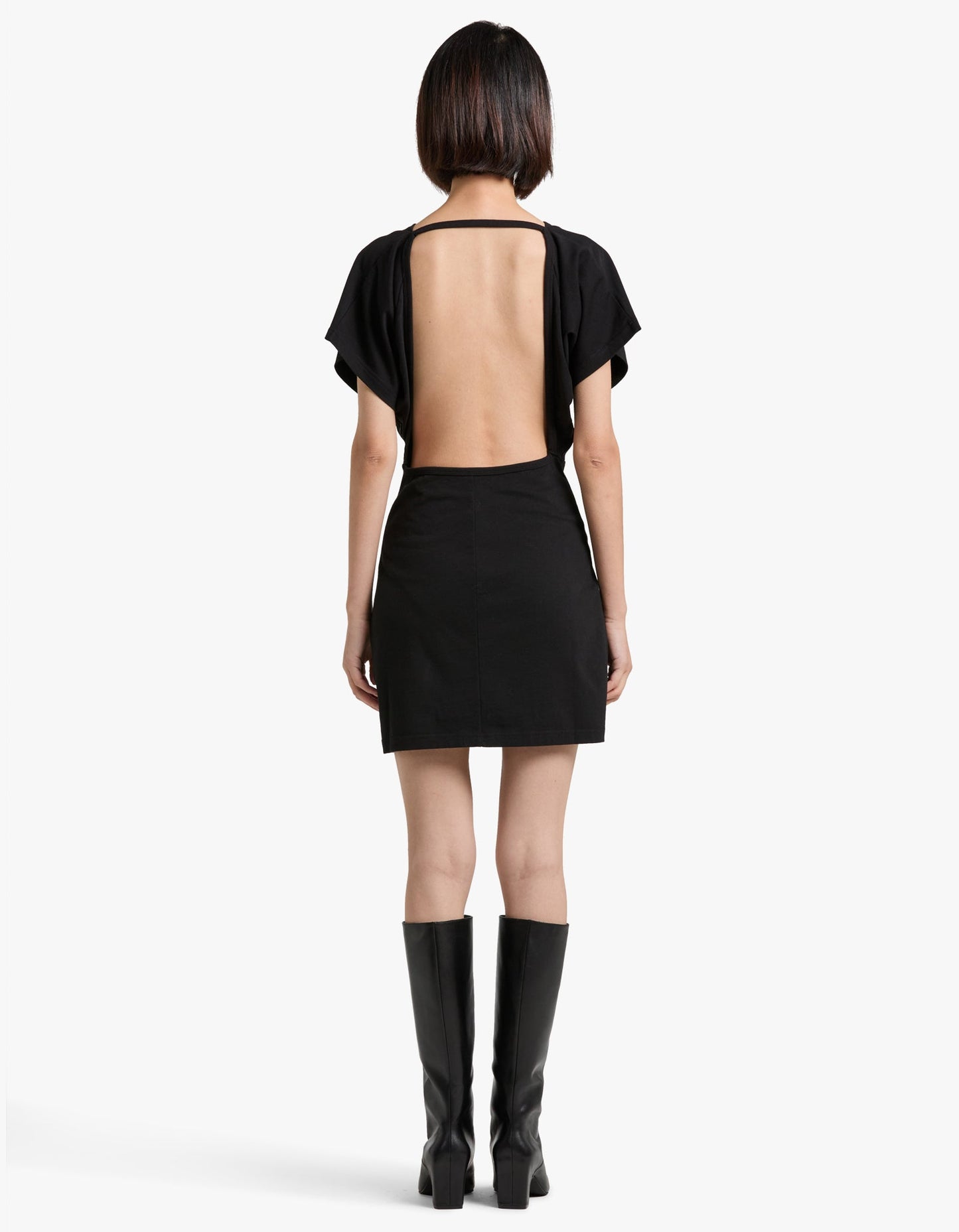 Cowl Dress With Back Tie - Black