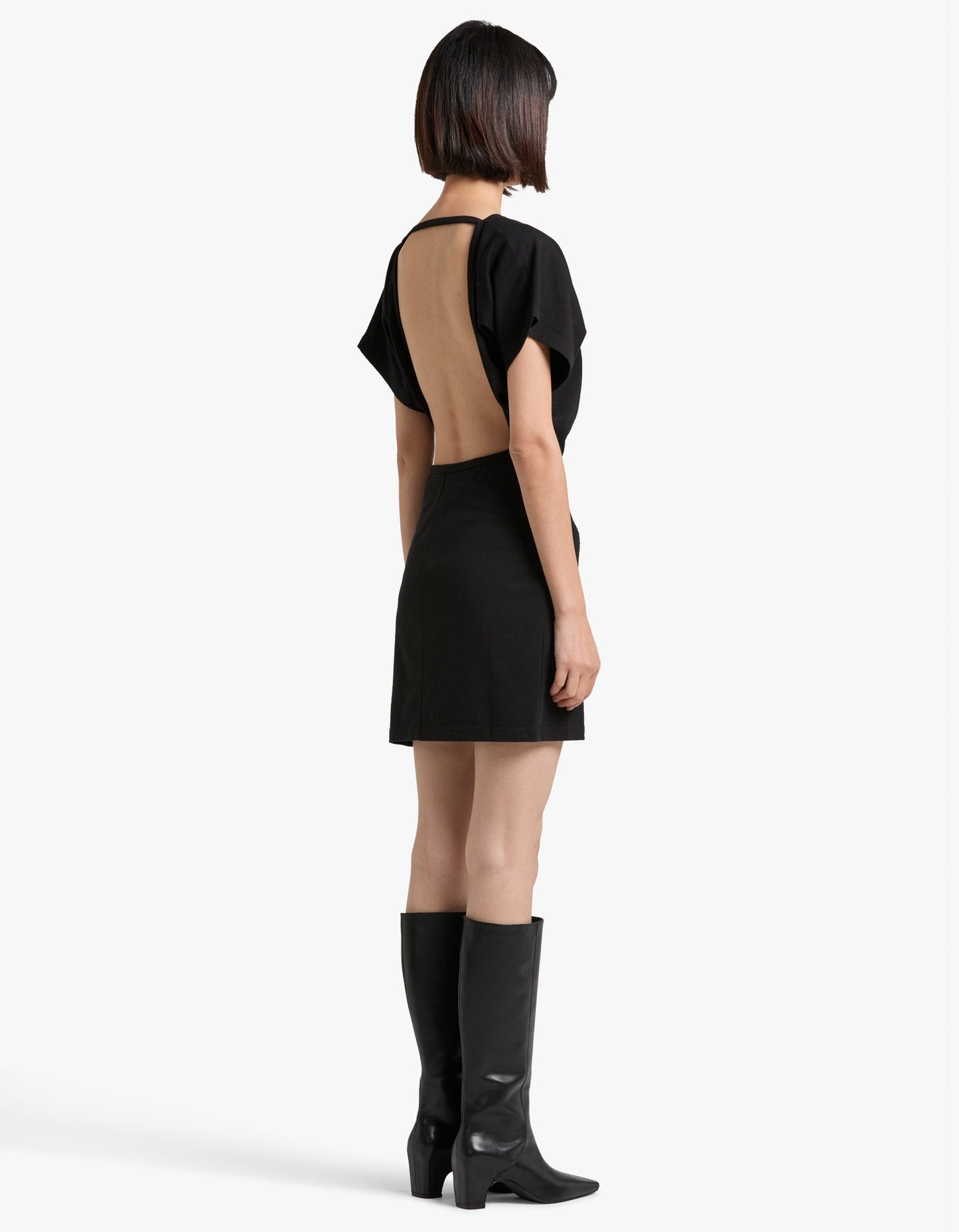 Cowl Dress With Back Tie - Black