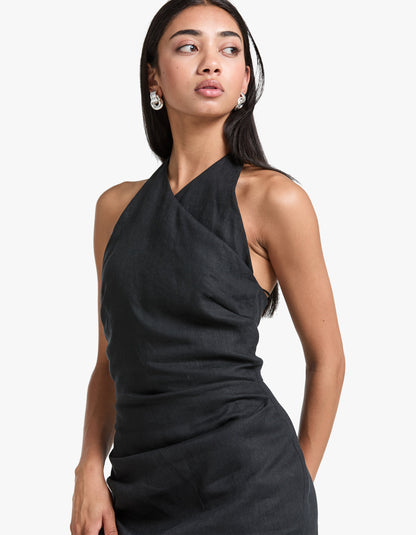 Marianna Halter Mini Dress - Black